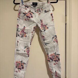 Floral Printed Jeans - American Eagle - Size 0